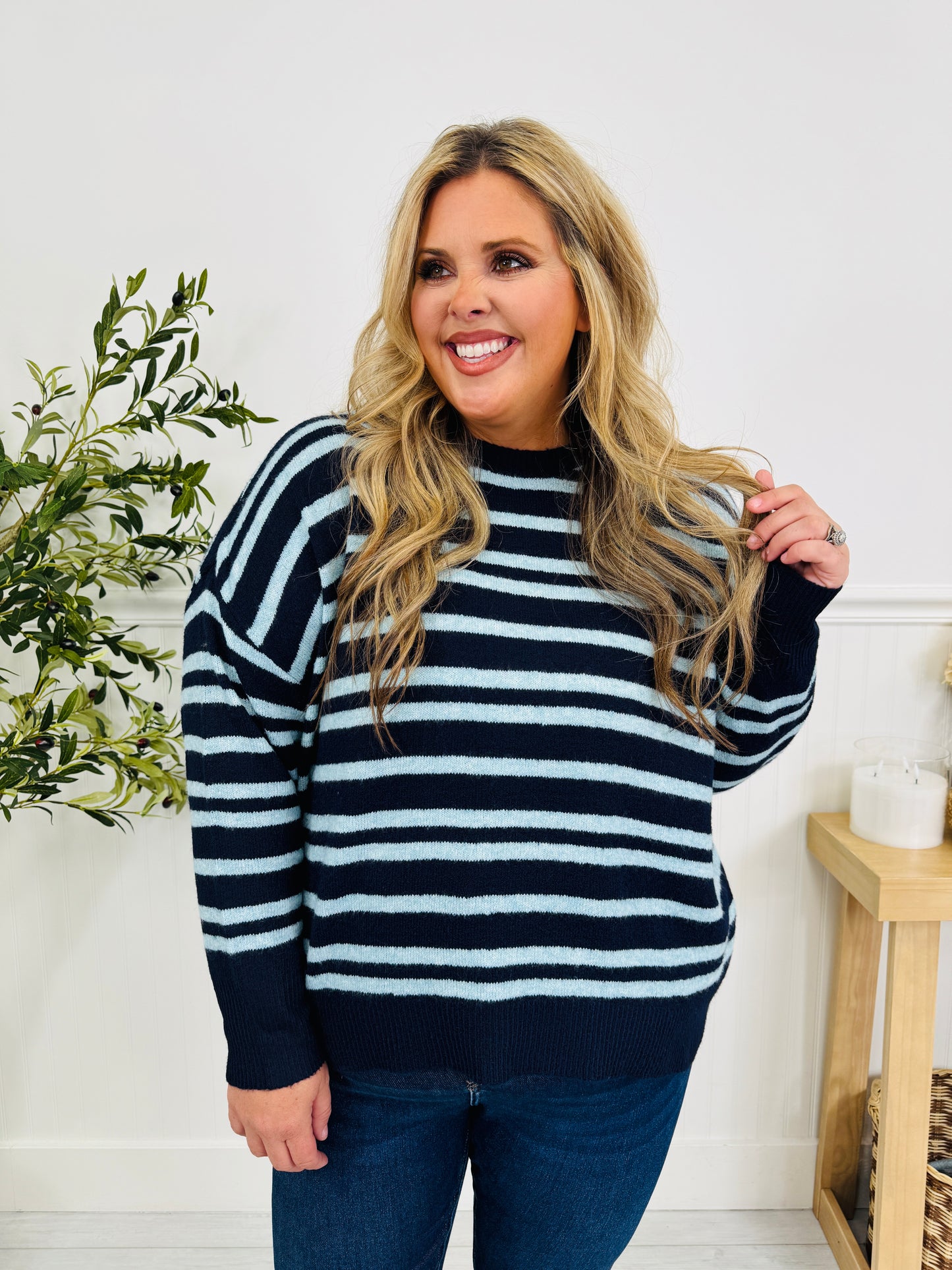 Soft Seasons Sweater In Navy