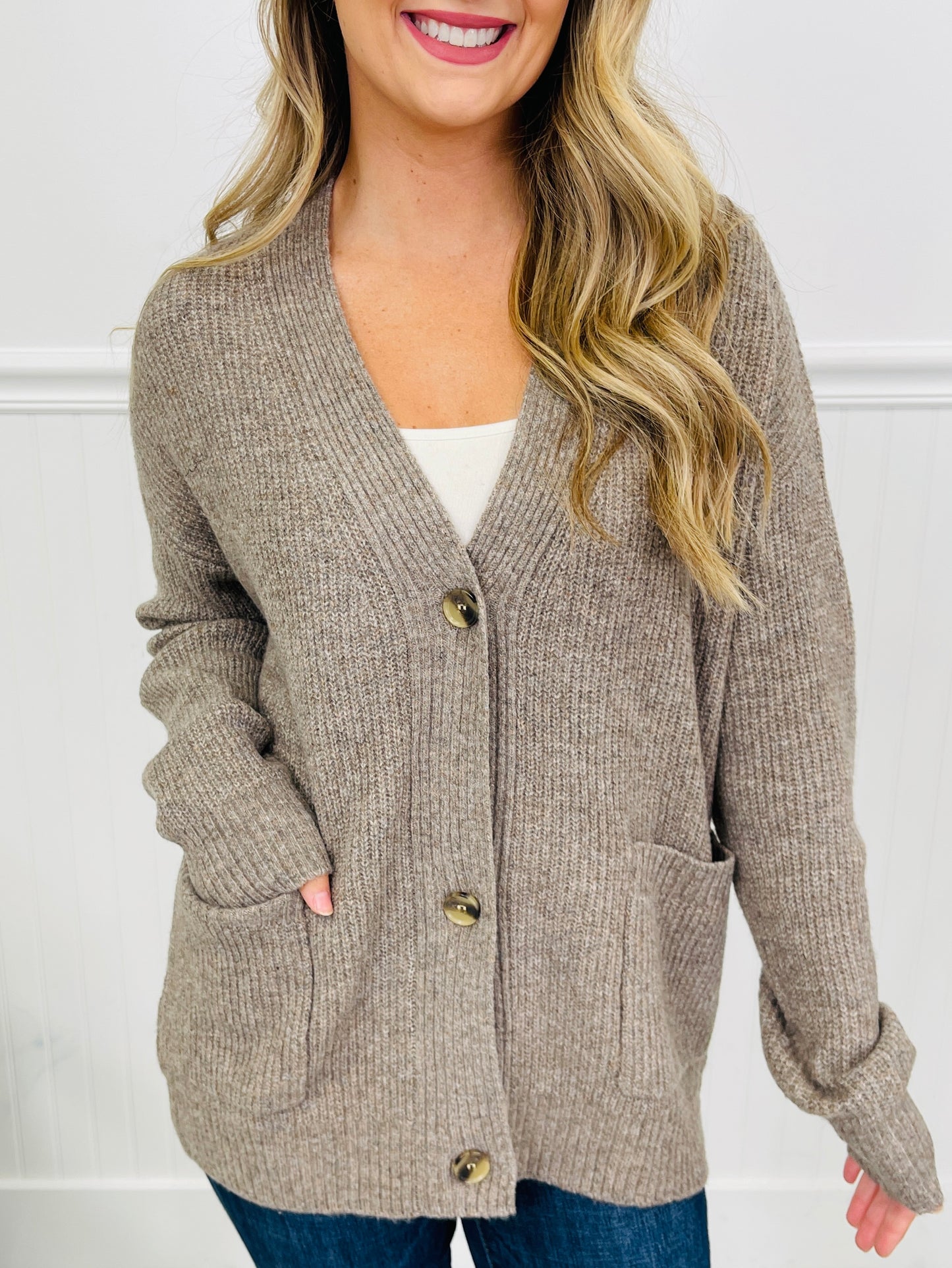 Just One More Layer Cardigan in Dark Taupe