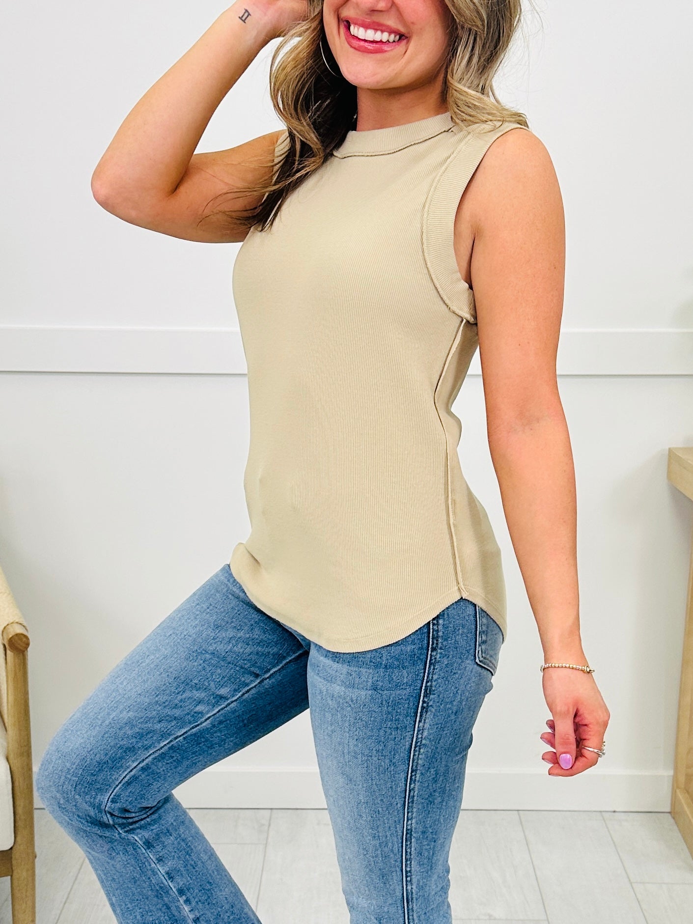 Basic Babe MOCO Exclusive Design Tank Top In Taupe