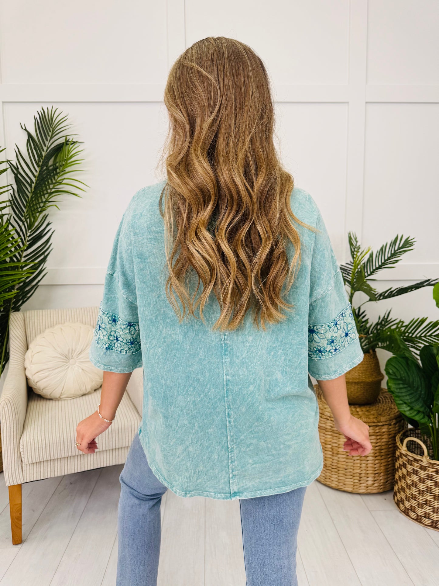 Petal Theory Top in Cyan