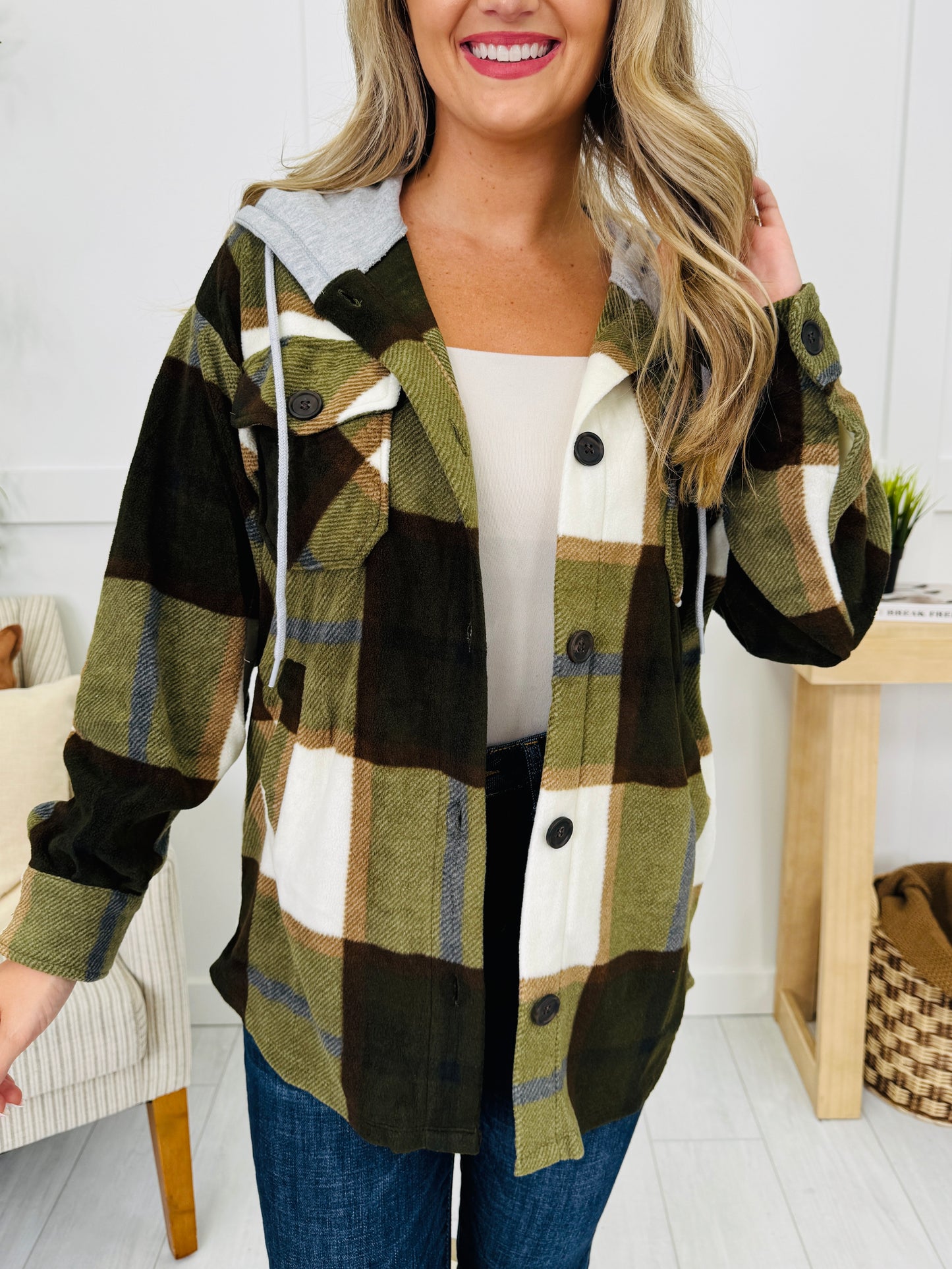 DOORBUSTER! Cabin Whisper Shacket in Olive