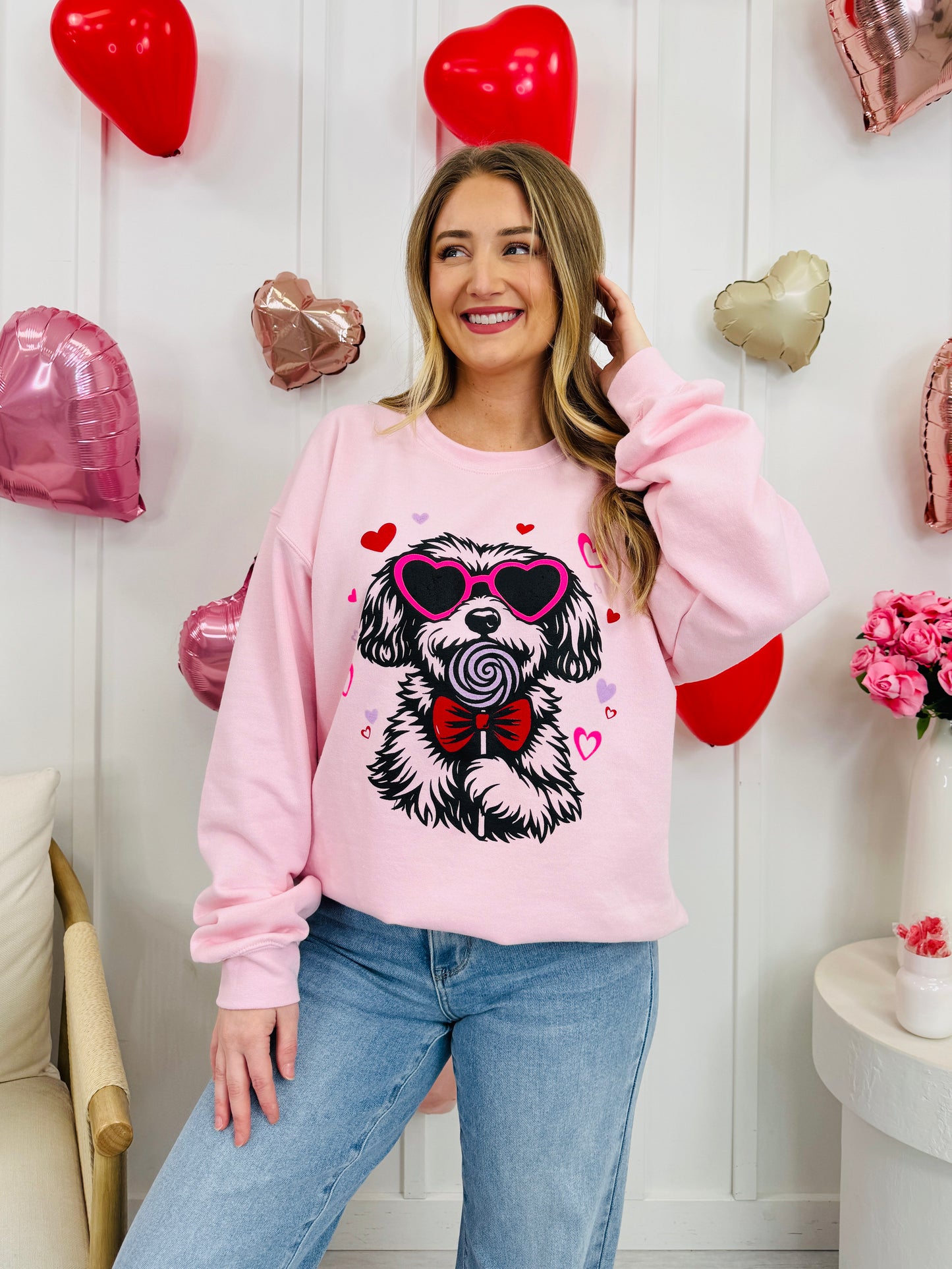 Dogs and Lollipops Graphic Crewneck Sweatshirt