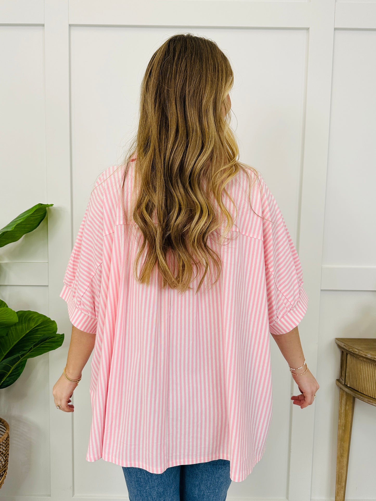 Linear Lounge Top In Dk Pink