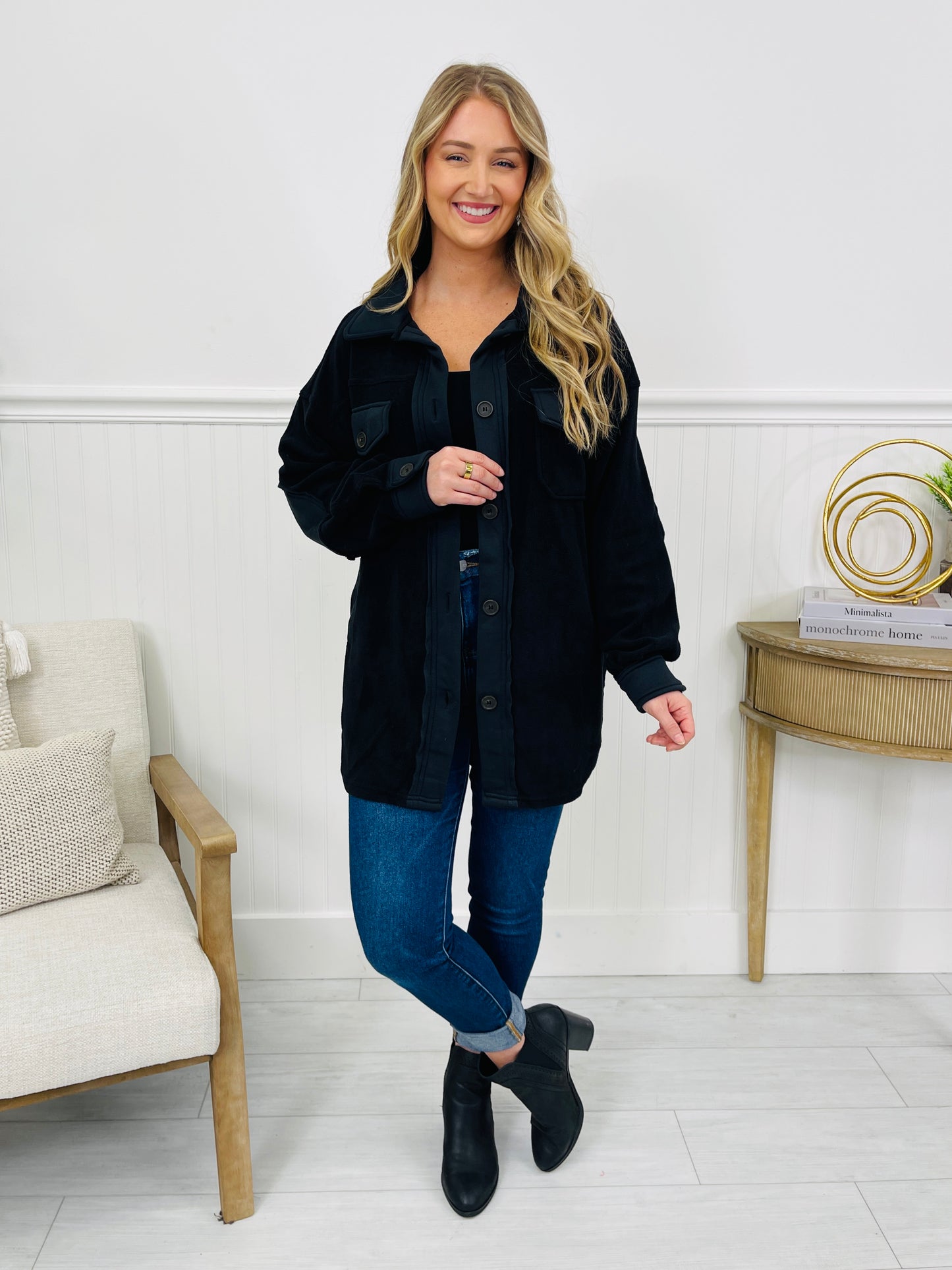 Breezy Commute Shacket in Black