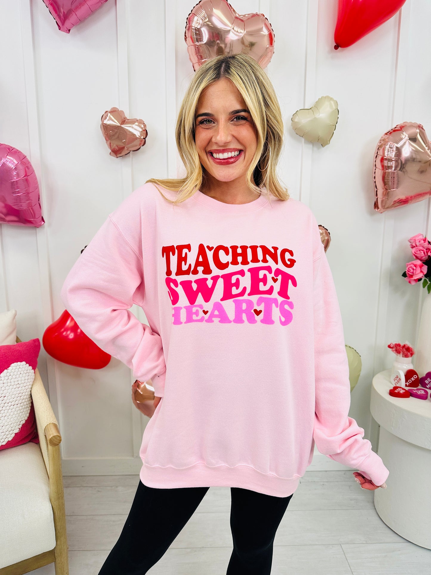 Teaching Sweethearts Graphic Crewneck Sweatshirt