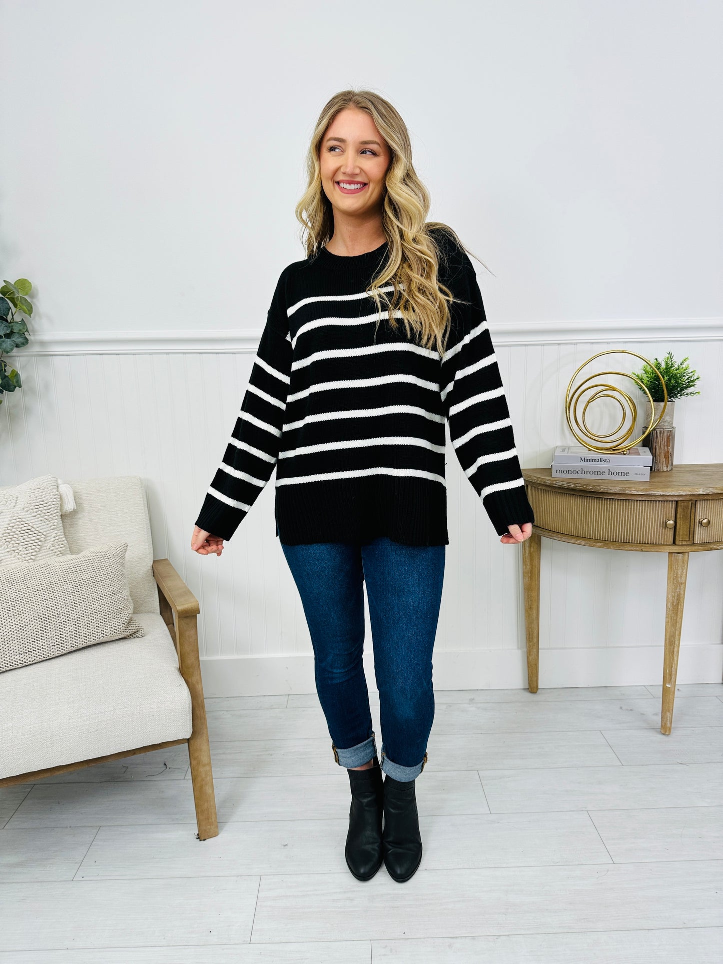 Falling Into Pattern Sweater in Black
