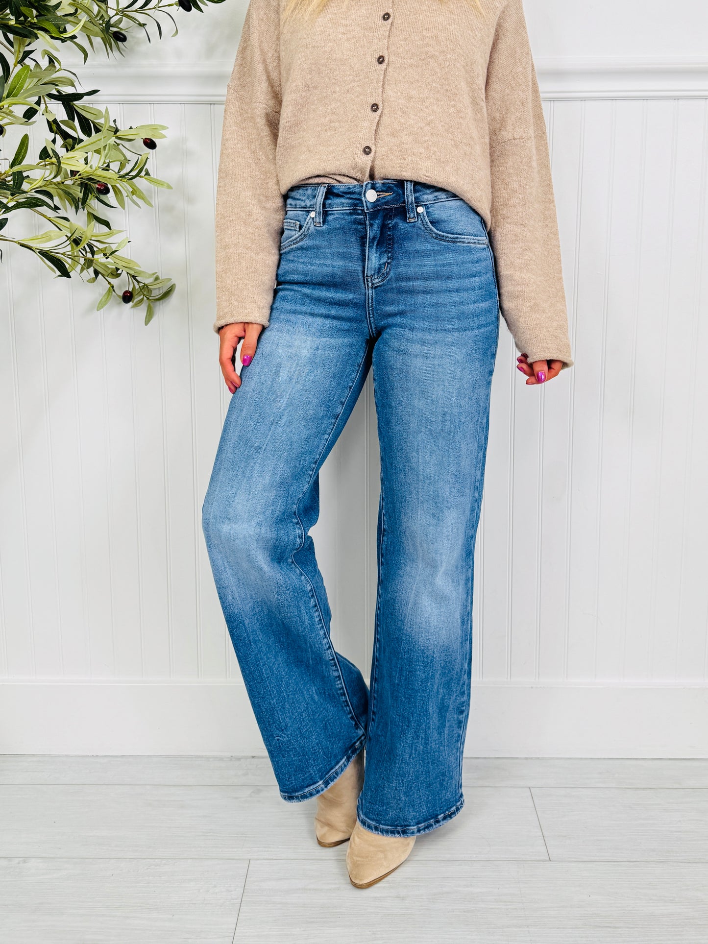 Just Four You Tummy Control Wide Leg Jeans in Four Inseams