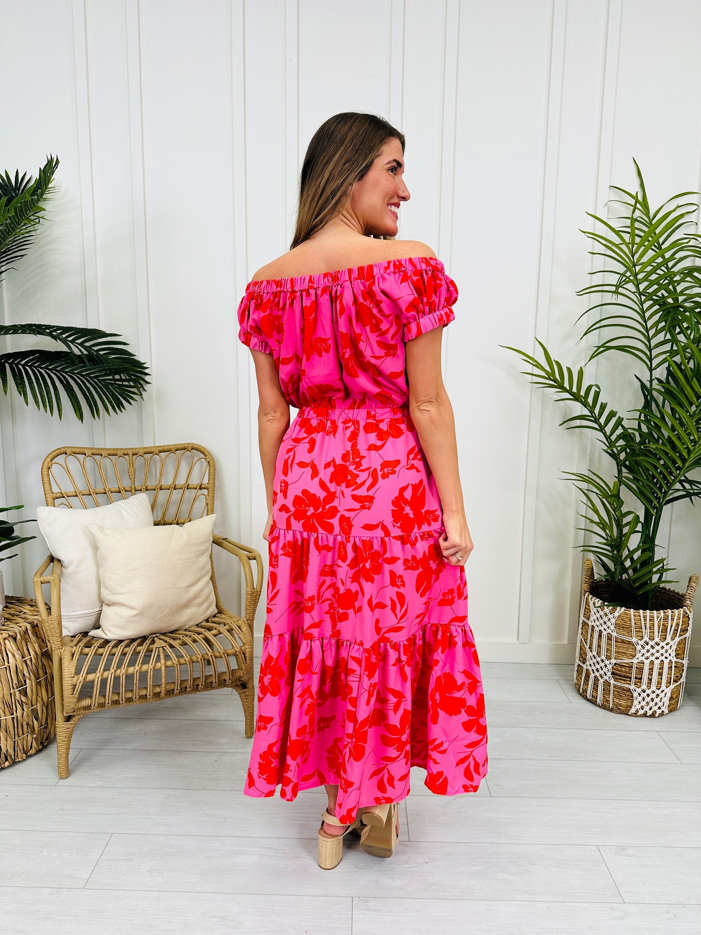 Blossom Breeze Dress in Pink Red