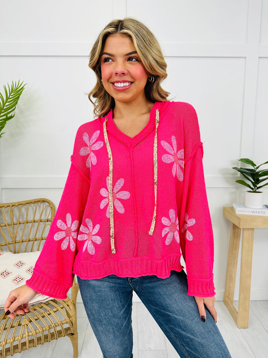 Pick Me Daisy Sweater In Hot Pink