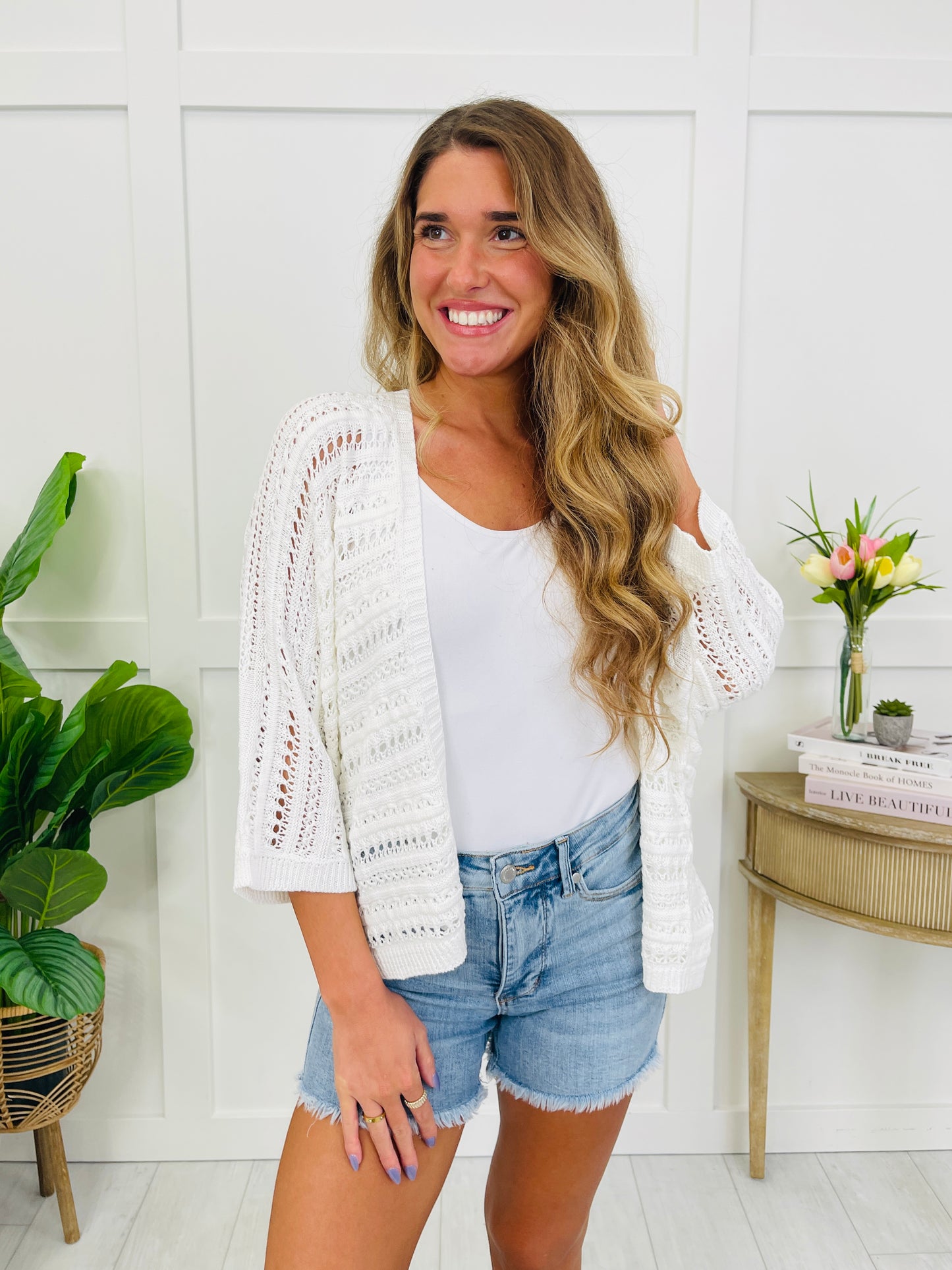 Driftwood Knit Cardigan In Off White