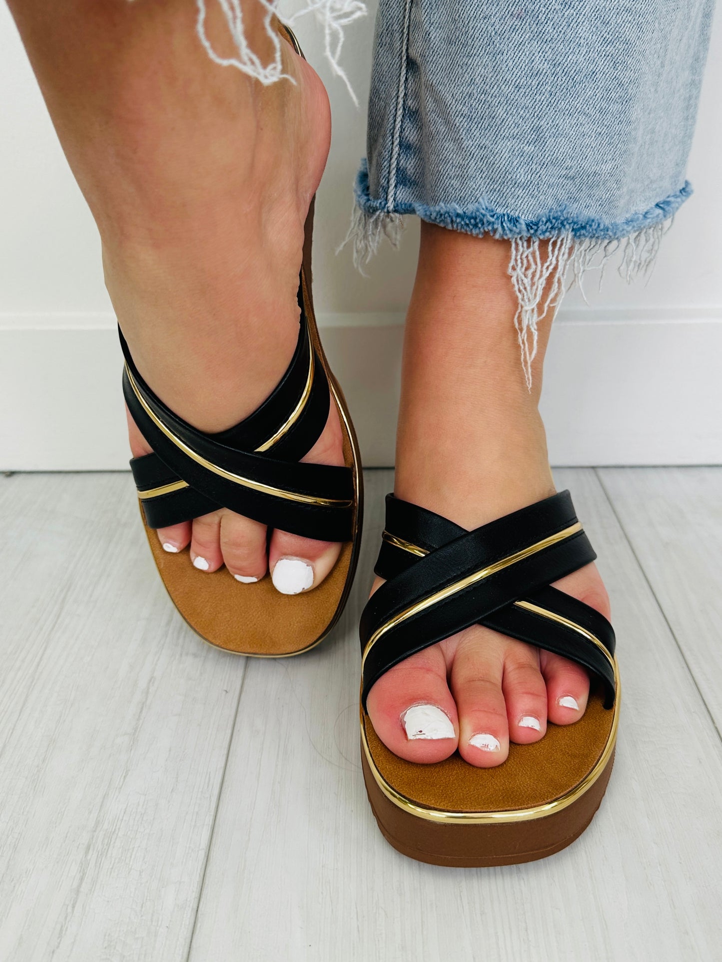 Steady Glow Sandals In Black