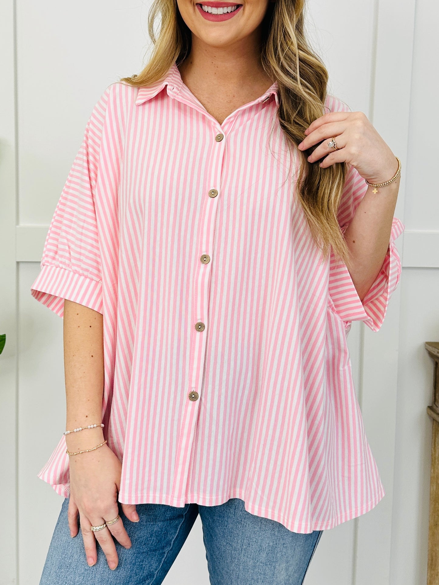 Linear Lounge Top In Dk Pink