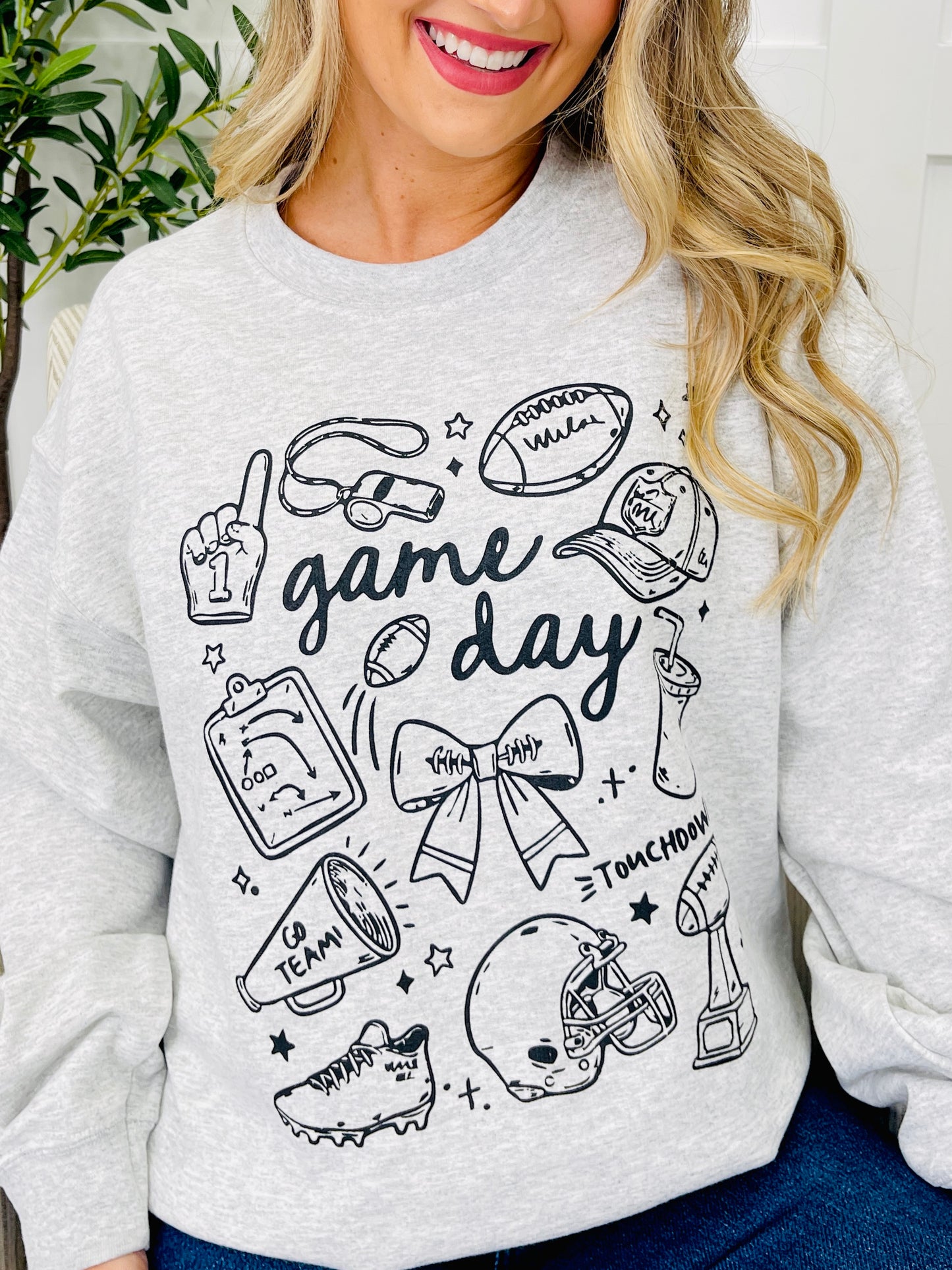 Game Day Touchdown Graphic Crewneck Sweatshirt