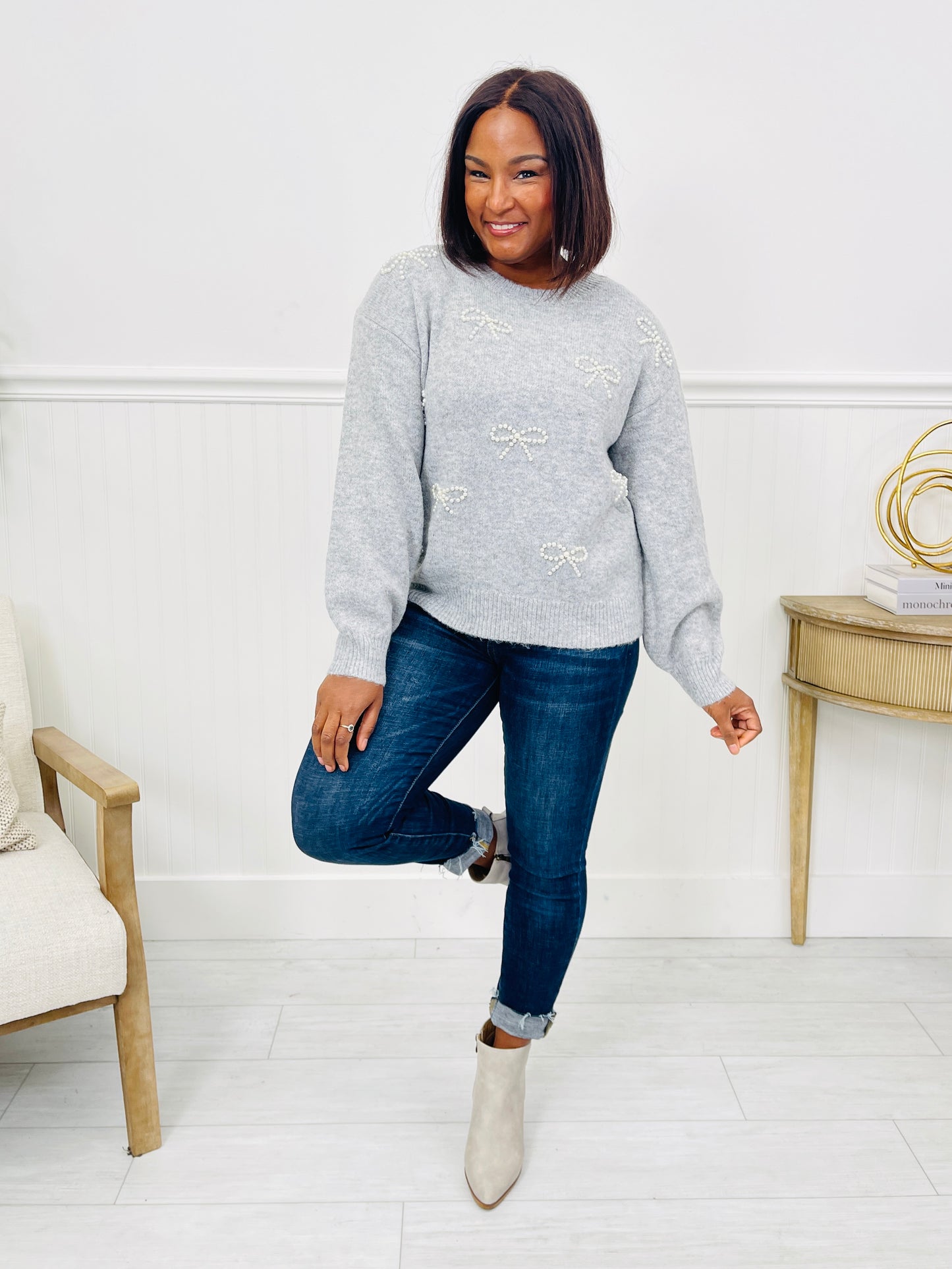 Ever After Pearl Sweater in H Grey