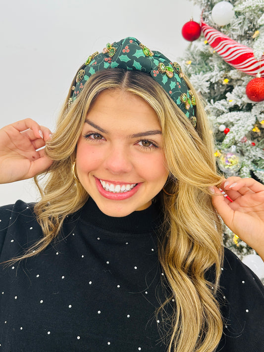 Green Holiday Knot Headband