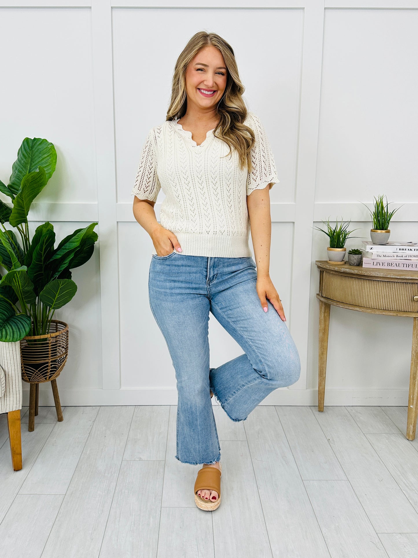 Neutral Wave Knit Top