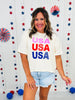 Pink Red And Blue USA Graphic Tee