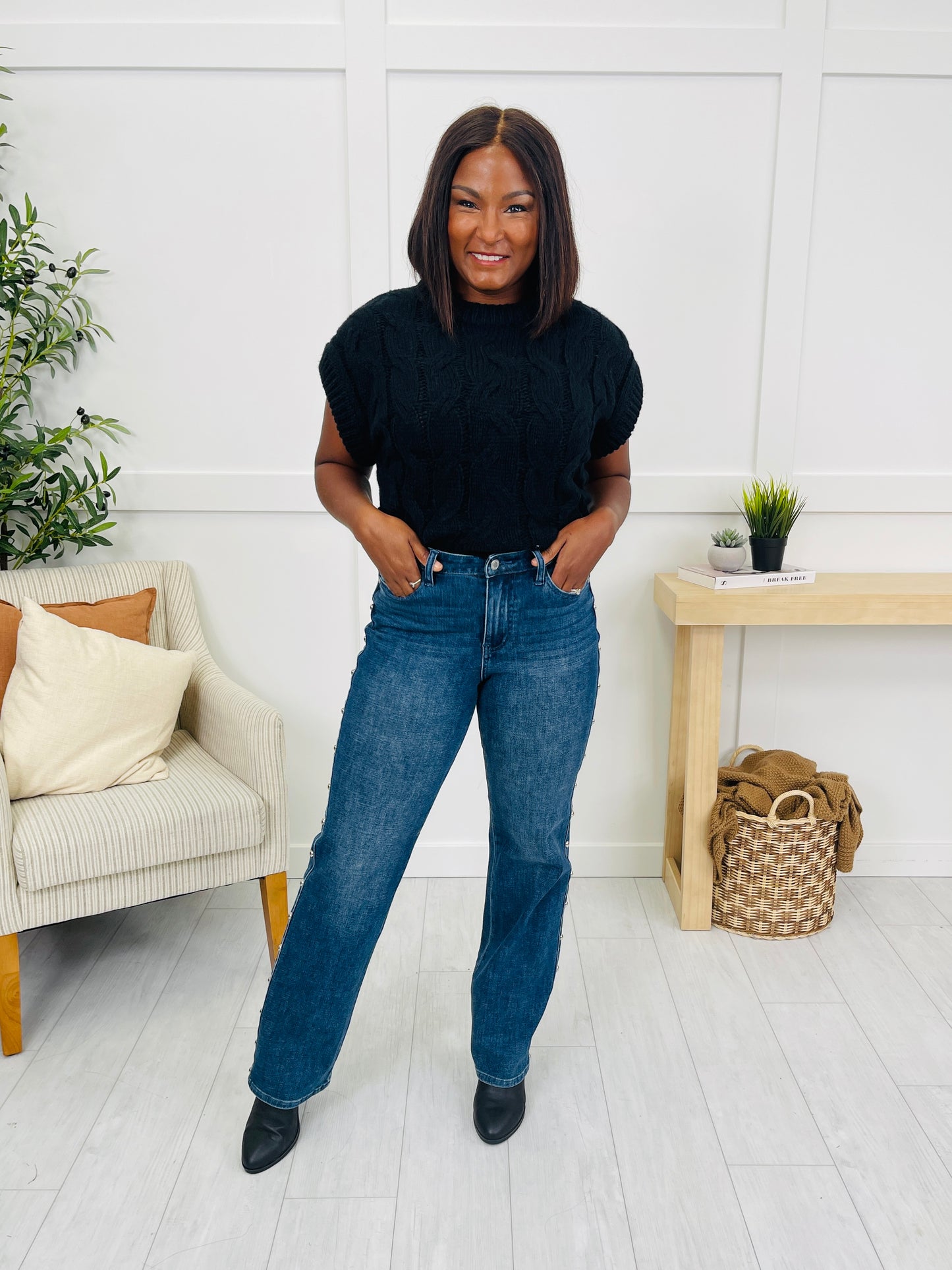 Judy Blue Straight Up Stud Straight Leg Jeans