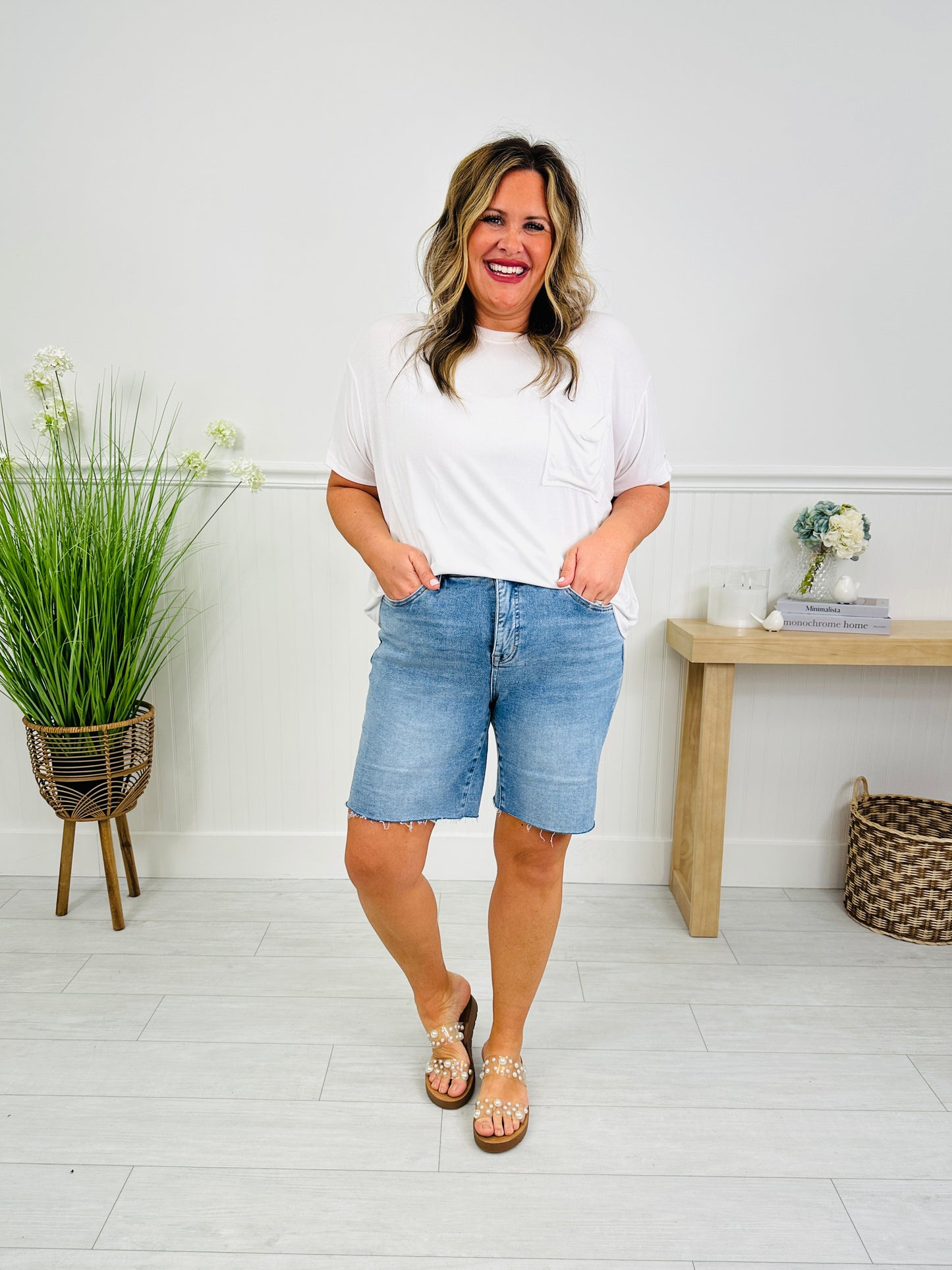 Meet Me In The Middle Tummy Control Mid Thigh Shorts