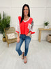 Wanderlust Patch Top In Peach Echo