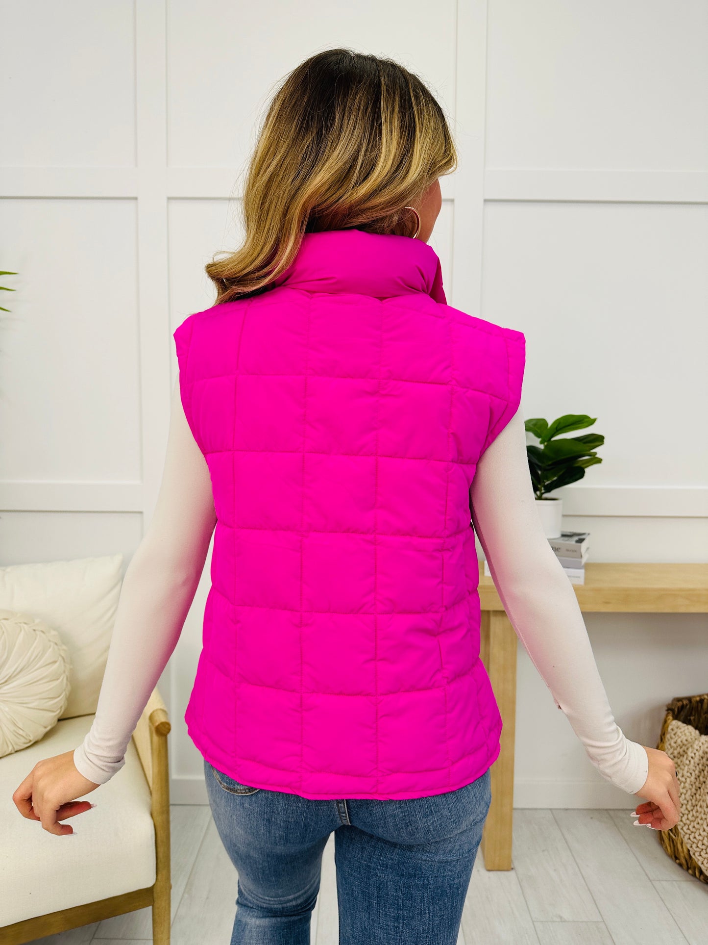 Puffed To Perfection Vest In Fuchsia