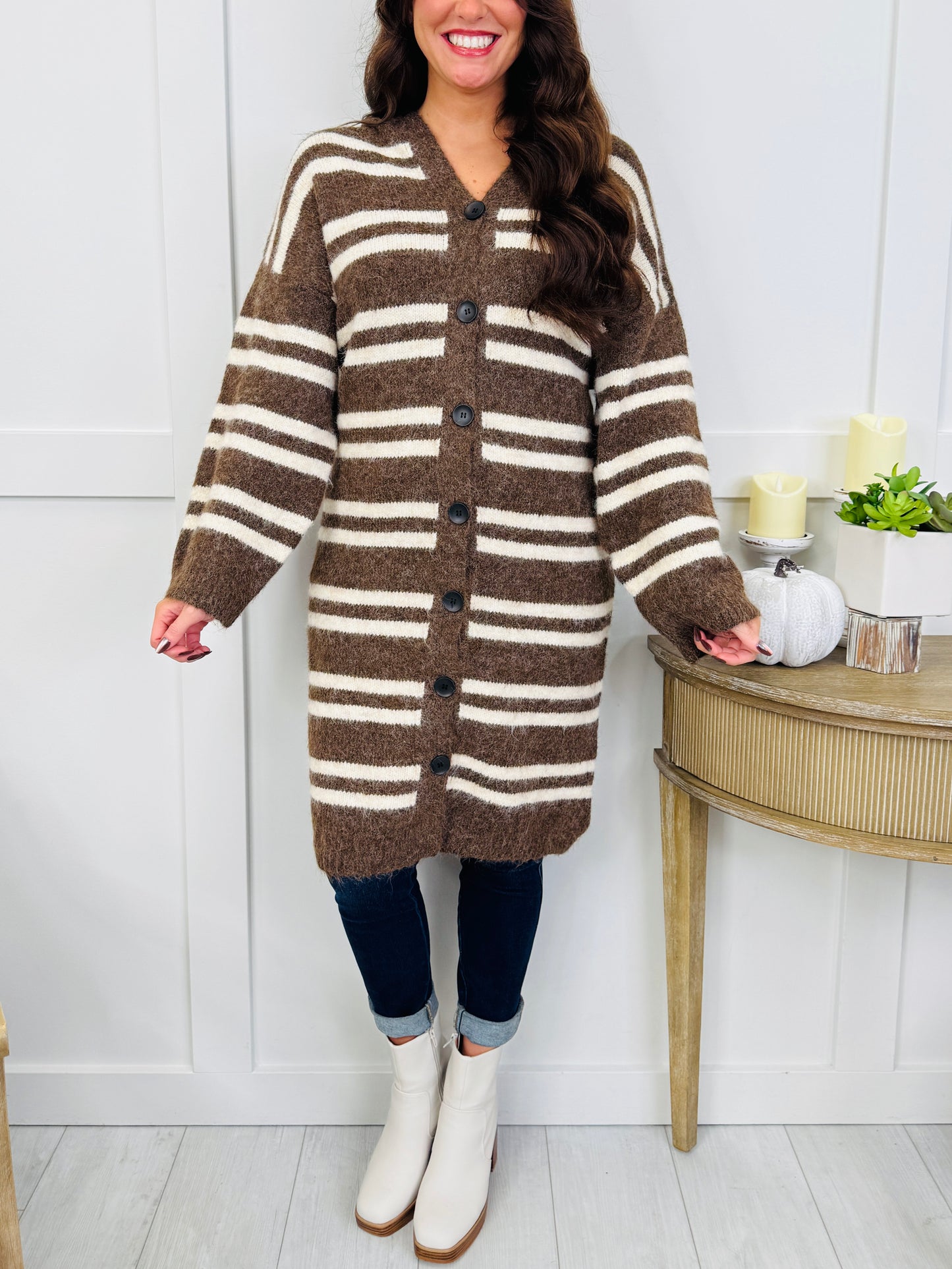 Autumn Avenue Cardigan In Choco Multi