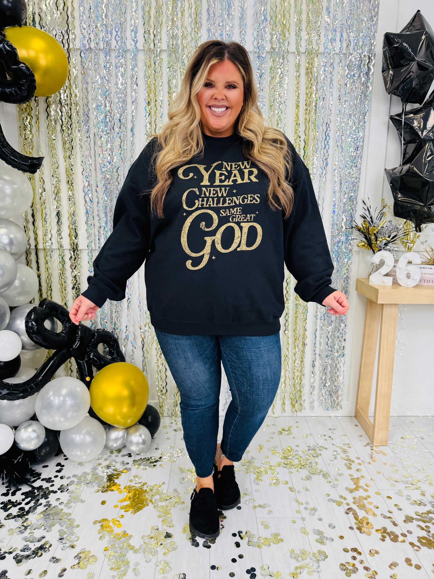 New Year, Same God Graphic Crewneck Sweatshirt