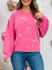 Ever After Pearl Sweater in Hot Pink