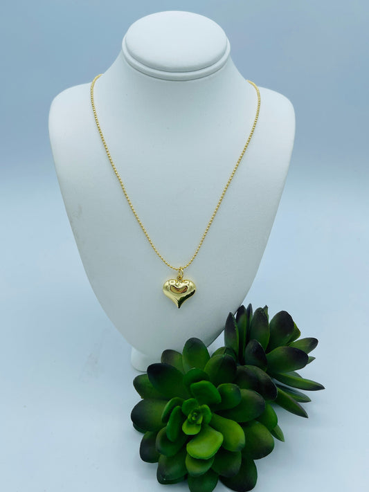 Small Gold Chunky Heart Necklace