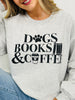 Dogs Books & Coffee Graphic Crewneck Sweatshirt