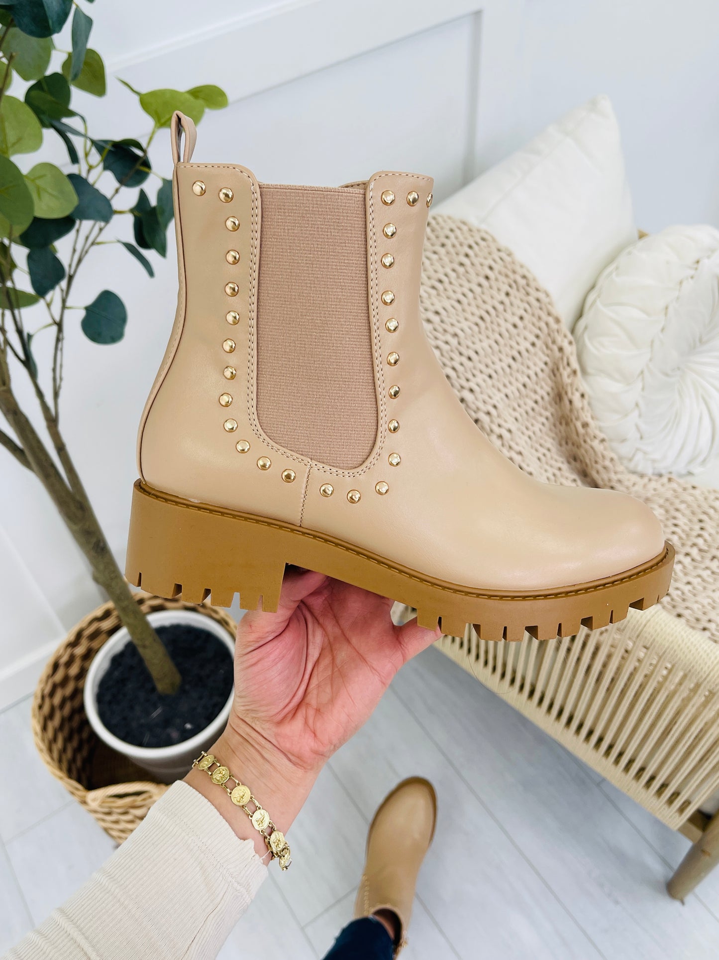 Power Strut Booties In Beige