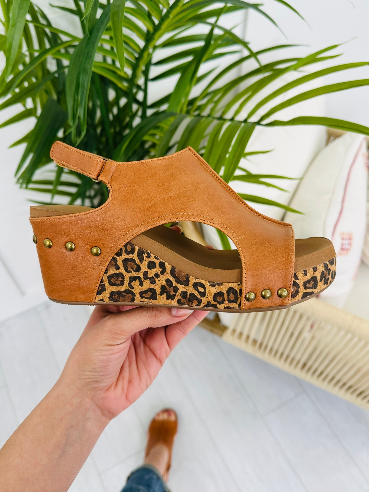 Strut Your Spots Wedges In Cognac Leopard