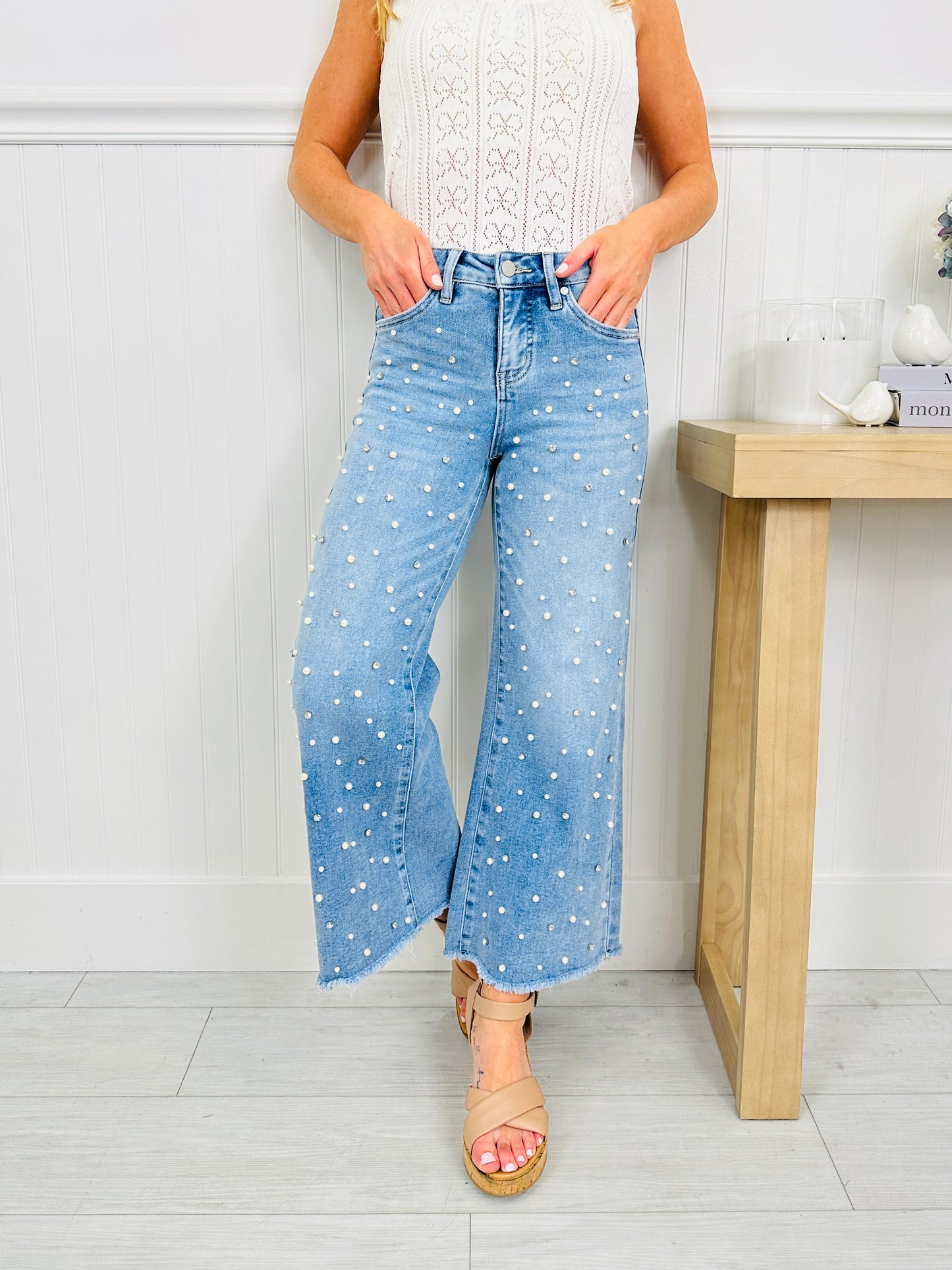 Get Up And Glam Wide Leg Cropped Jeans