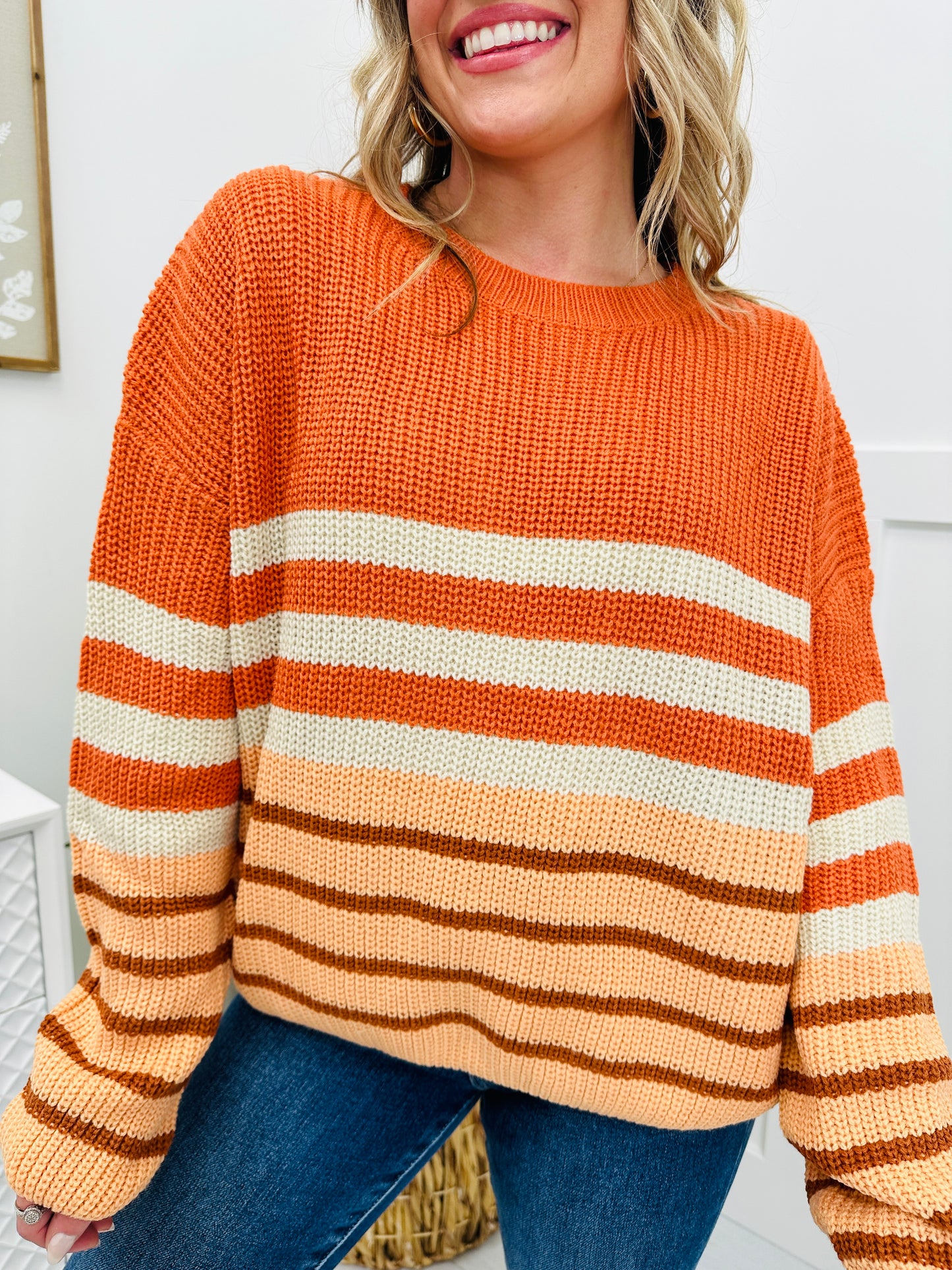 Autumn Streaks Sweater In Rust/Peach