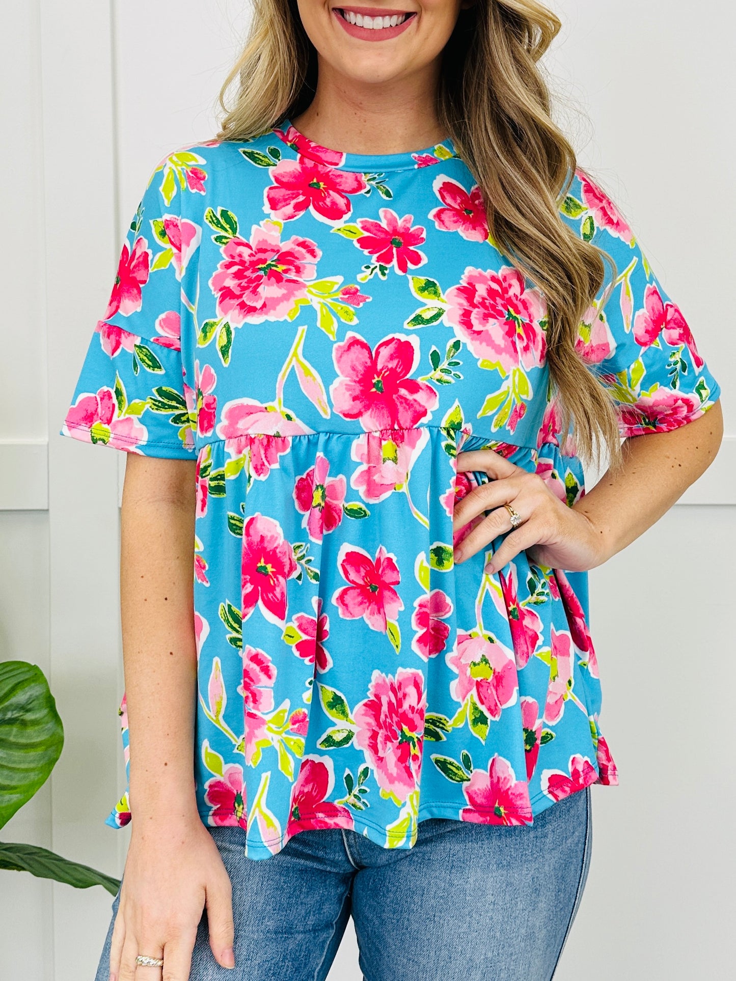 Blue Skies and Blooms Top