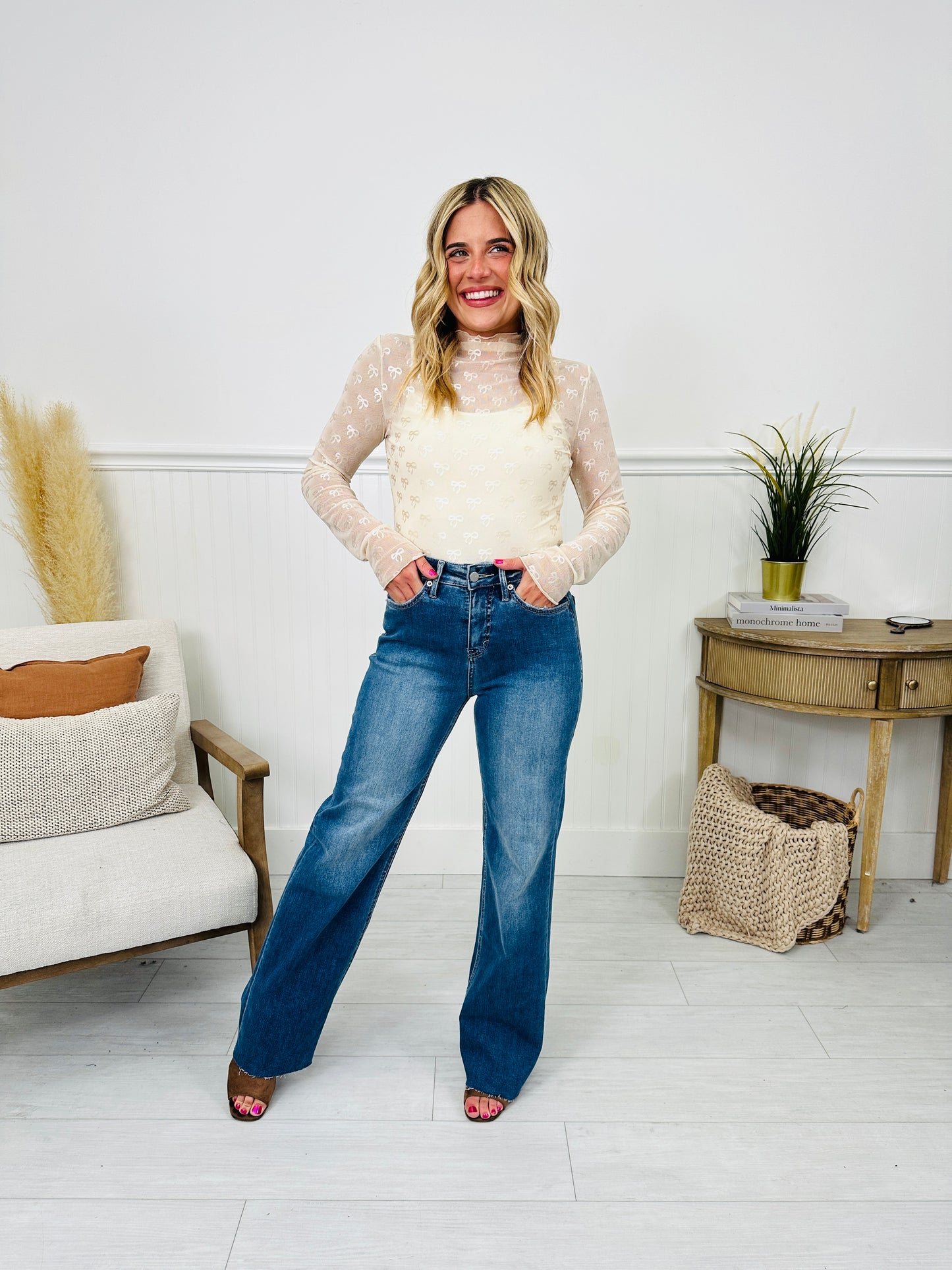 Go Into Detail Tummy Control Wide Leg Jeans