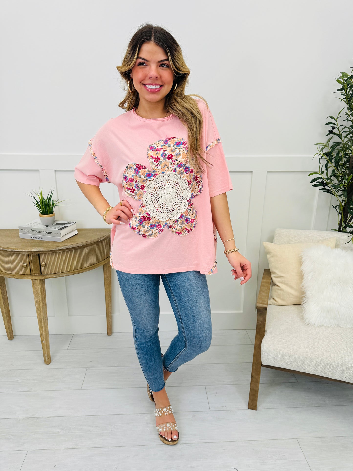 Bouquet Bliss Top In Coral Pink