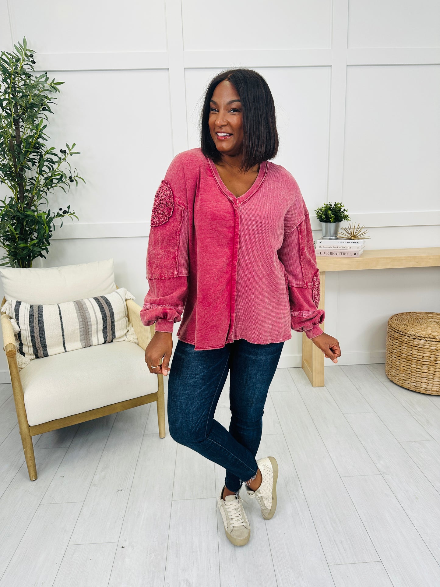 In My Arms Again Top In Burgundy