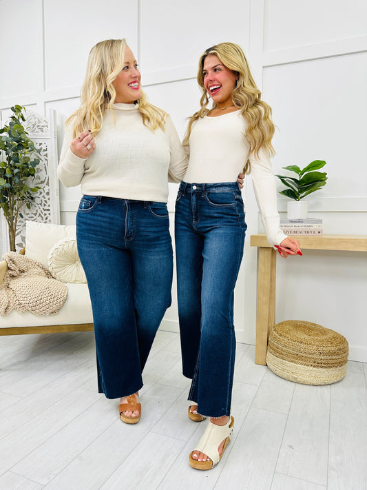 Lovervet Steppin' Out Wide Leg Ankle Jeans in Reg/Curvy