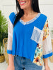 Wanderlust Patch Top In Sea Blue