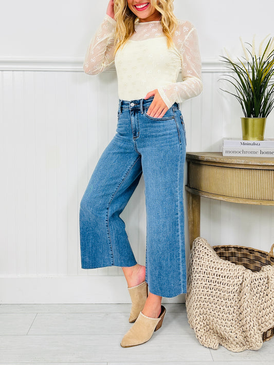 Judy Blue Anything Goes Wide Leg Cropped Jeans