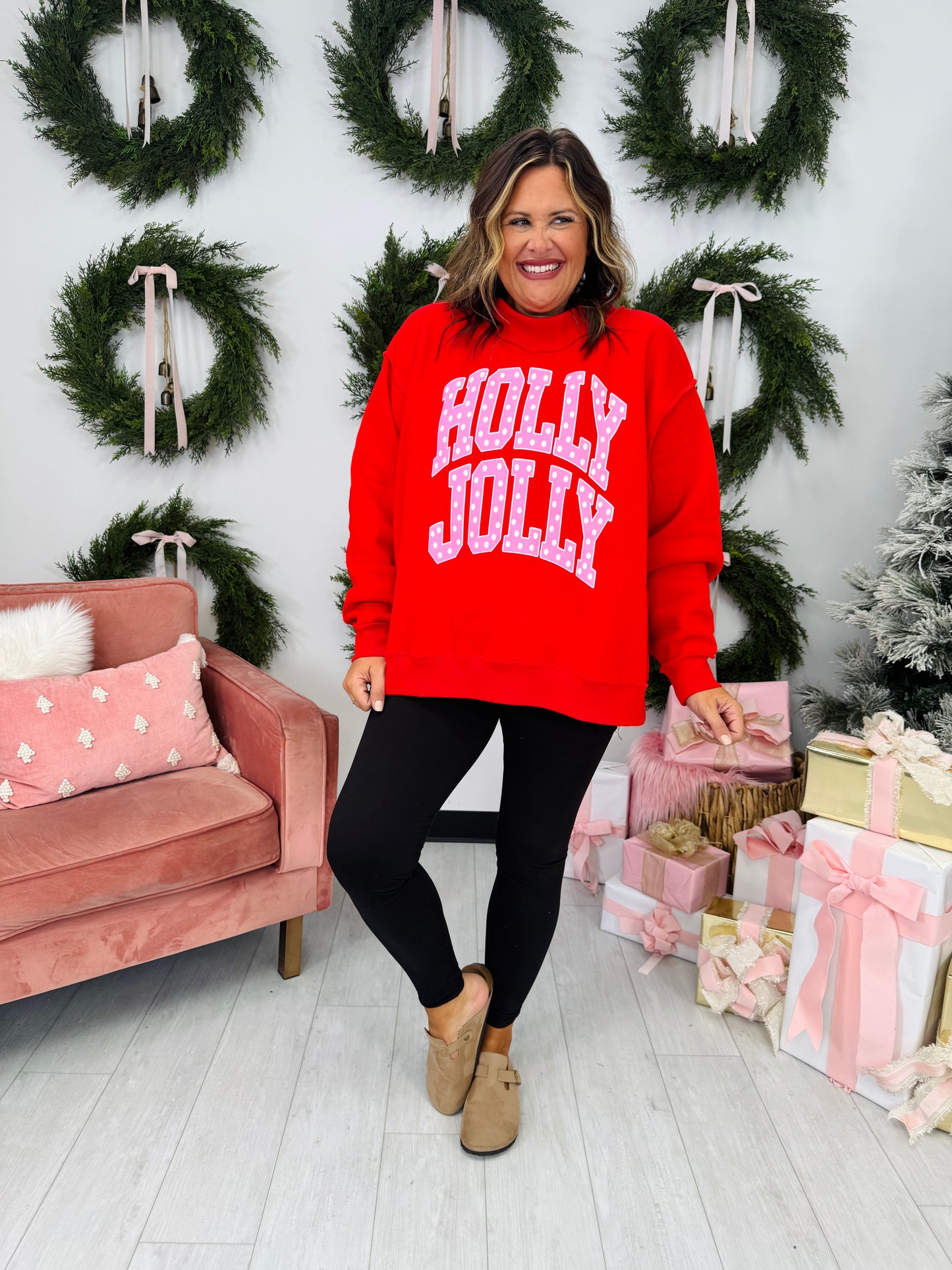 In My Holly Jolly Era Mock Neck Graphic Sweatshirt