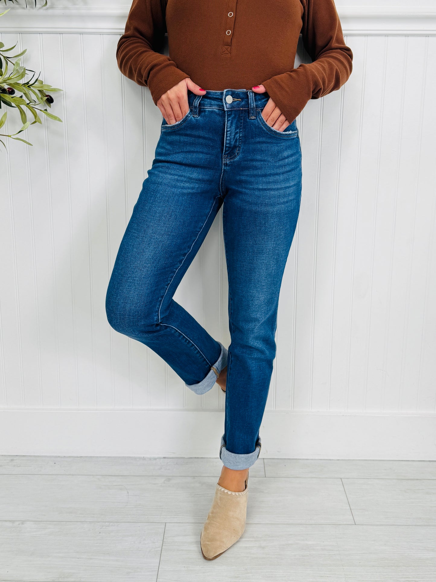 Boyfriend Material Tummy Control Boyfriend Jeans