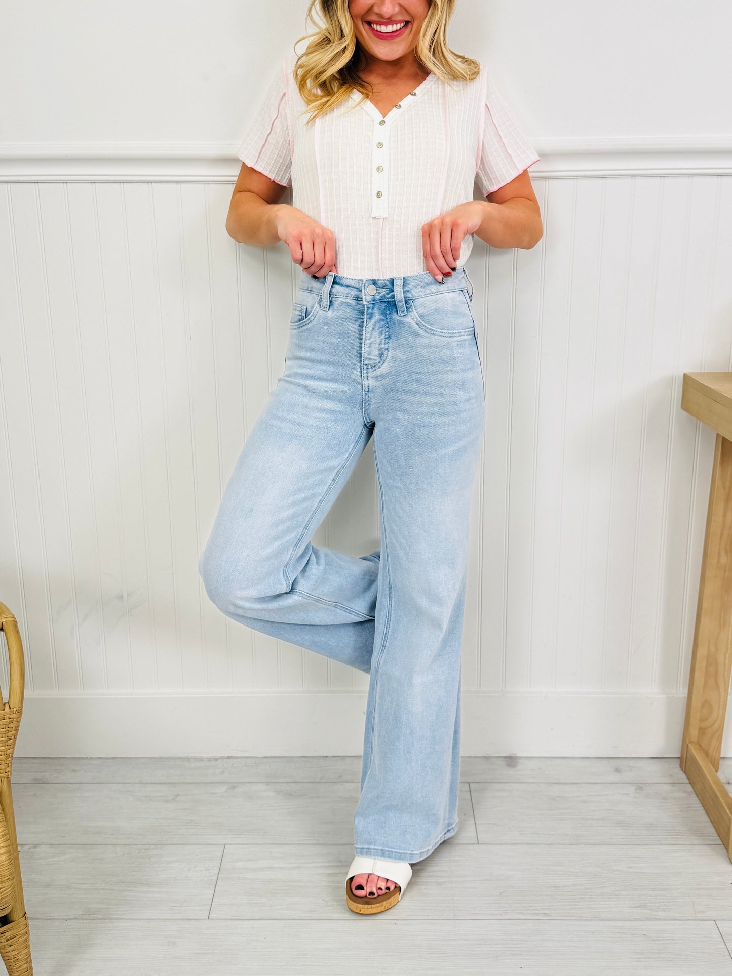 Bow Bliss Wide Leg Jeans with Tummy Control