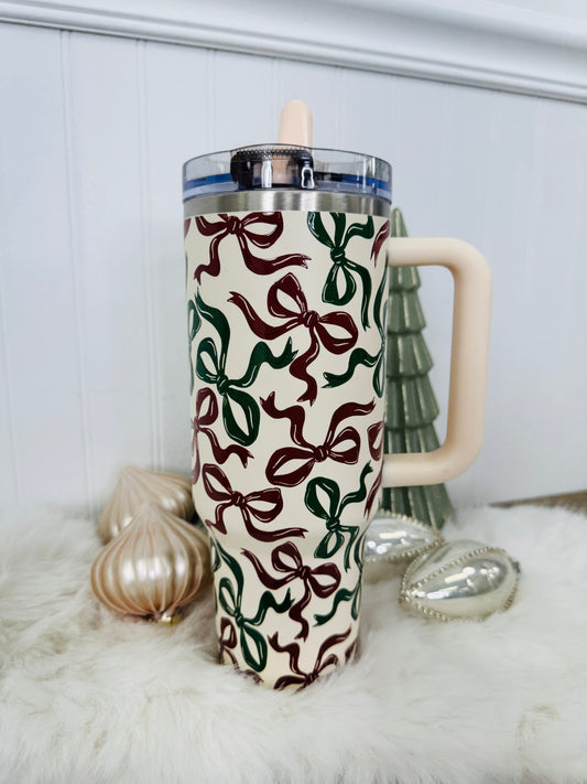 Red & Green Bow Tumbler