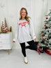 Merry With Ribbon Graphic Crewneck Sweatshirt