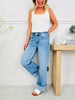 Off The Cuff Wide Leg Cuffed Tummy Control Cropped Jeans