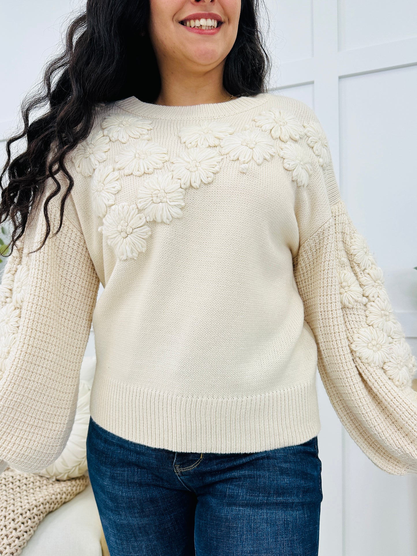 Blossoming Into My Best Self Sweater In Ivory