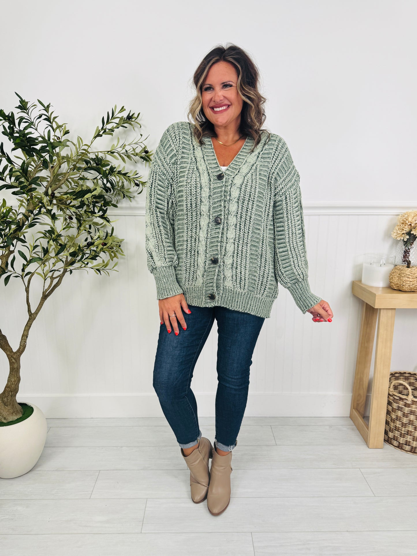 Comfort Calling Cardigan In Olive