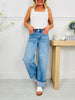 Off The Cuff Wide Leg Cuffed Tummy Control Cropped Jeans